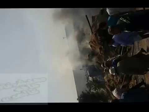 حريق هائل‬ في عربية نقل محملة بقش الأرز