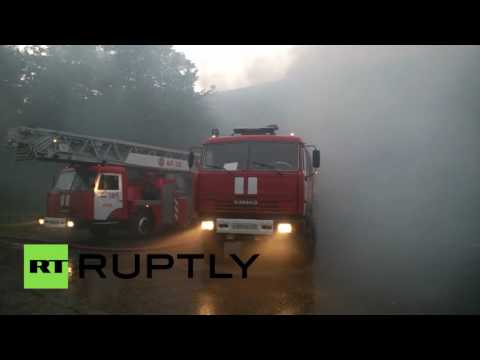 بالفيديو قتلى وجرحى حريق ضخم في ضواحي موسكو في روسيا