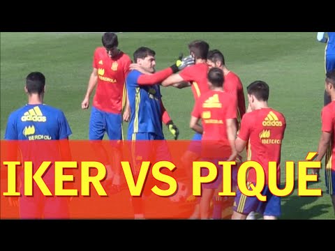 مشادة بين كاسياس وبيكيه خلال تدريبات إسبانيا