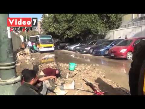 انفجار ماسورة مياه خلف مجلس الشعب