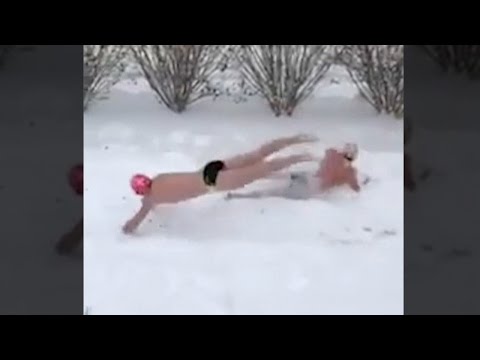 بالفيديو فريق سباحة أميركي يستبدل الماء الدافئ بالثلج