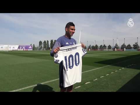 شاهد كاسيميرو يحتفل بمشاركته في 100 مباراة مع ريال مدريد