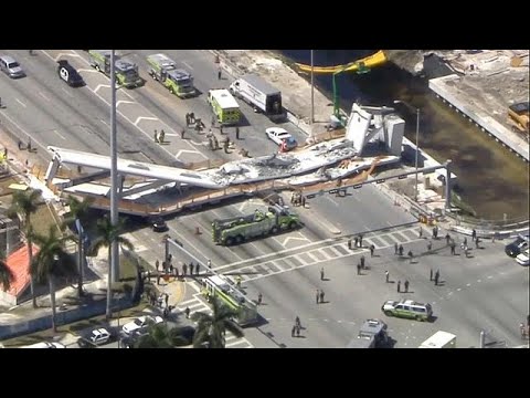بالفيديو مقتل عدة أشخاص إثر انهيار جسر للمشاة في فلوريدا