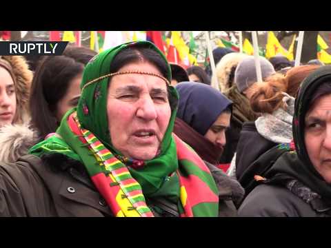 شاهد أكراد يتظاهرون في ألمانيا احتجاجًا على عملية عفرين