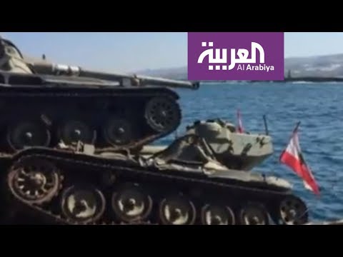 شاهد دبابات حربية تغوص في بحر مدينة صيدا جنوب لبنان