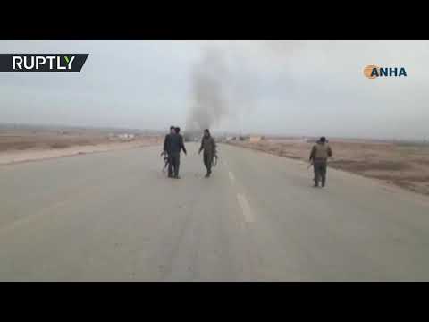 شاهد انفجار سيارة مُفخخة استهدفت رتلًا للتحالف الدولي