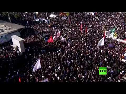 شاهد مئات الآلاف في الأهواز يشيعون جثمان قاسم سليماني