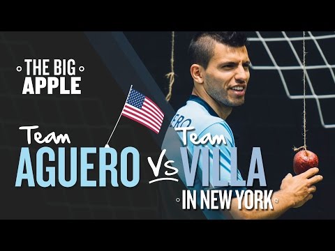 فيديو أجويرو ينافس ديفيد فيا في تحدي التفاح