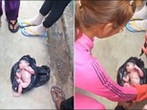 فيديو العثور على طفل حديث الولادة