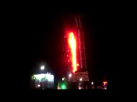 بالفيديو حريق هائل ينشب داخل فندق العنوان في دبي