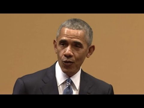 speaks before cuban president raul castro during his historic visit to havana cuba