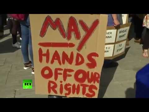 proeu protest ahead of theresa mays brexit speech