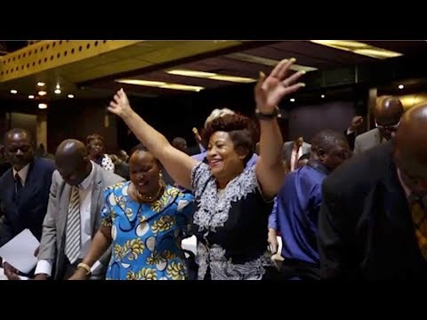 politicians dance to celebrate mugabes resignation