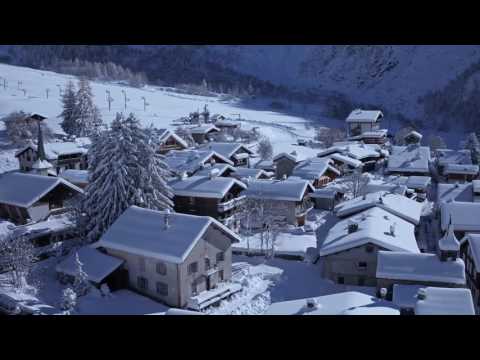 snowy drone shots around chamonix