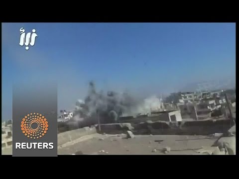 amateur video posted online shows air strikes