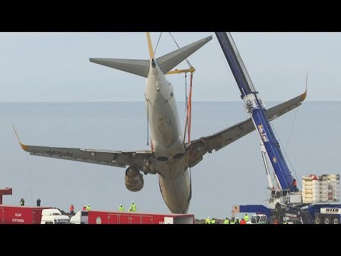 plane which skidded off runway in turkey rescued