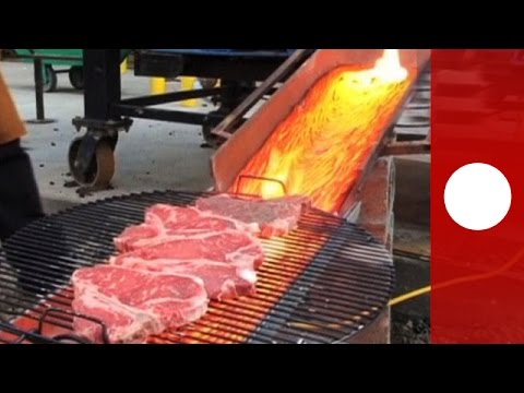professors cook steaks with molten lava