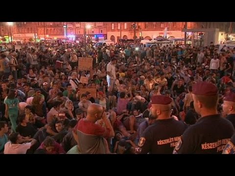 thousands bed down for the night in budapest