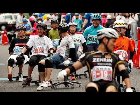 شاهد شوارع هانيو اليابانية تستقبل الجائزة الكبرى لسباق كرسي المكاتب